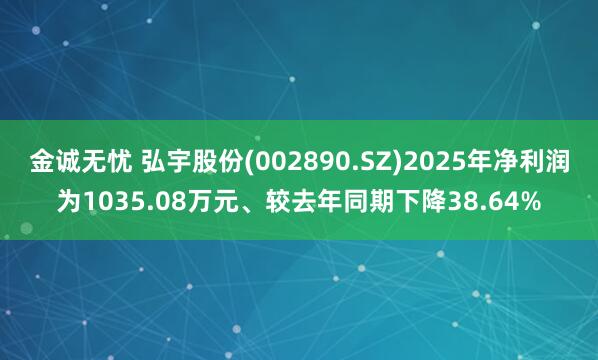 金诚无忧 弘宇股份(002890.SZ)2025年净利润为1035.08万元、较去年同期下降38.64%